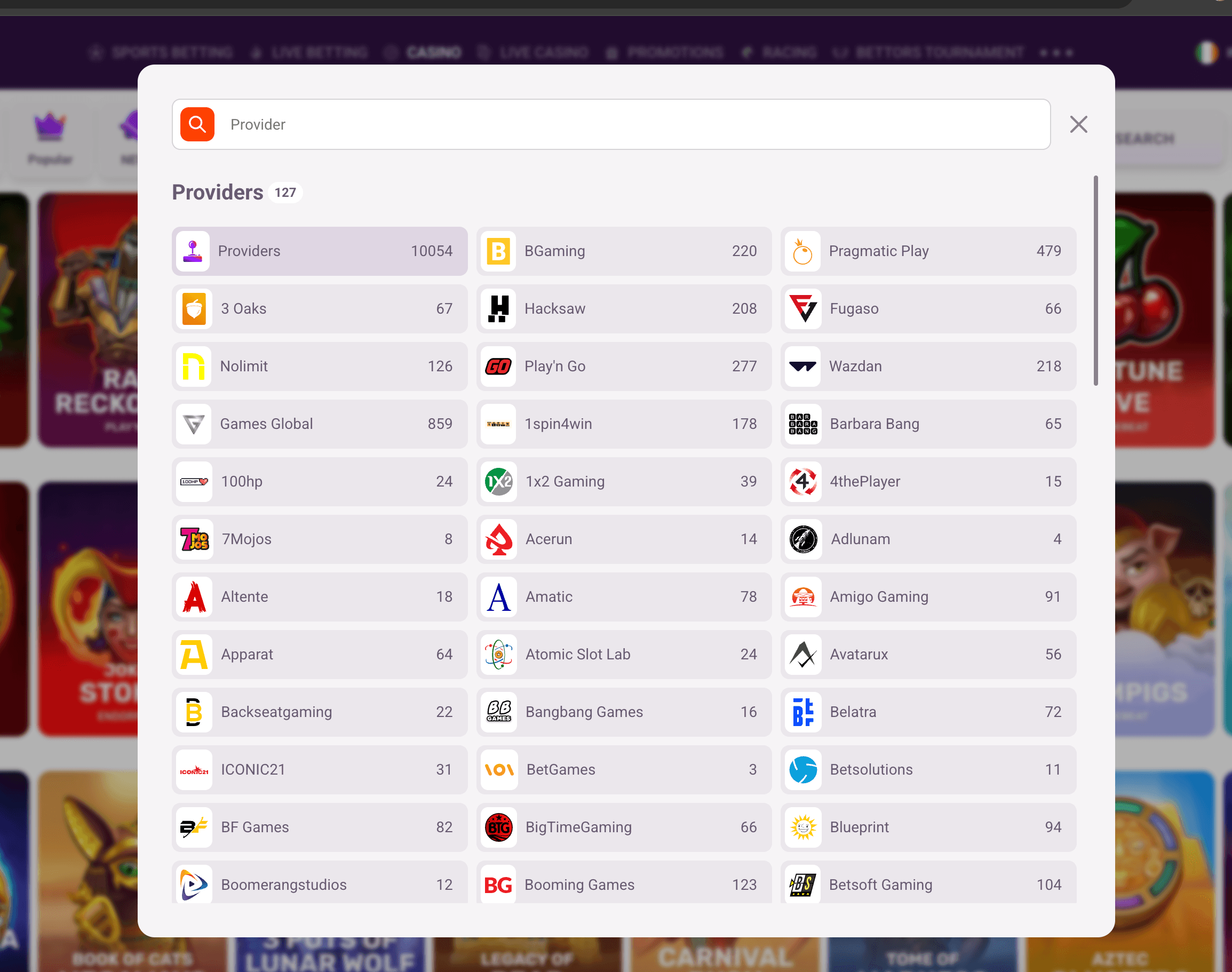 tonybet casino providers