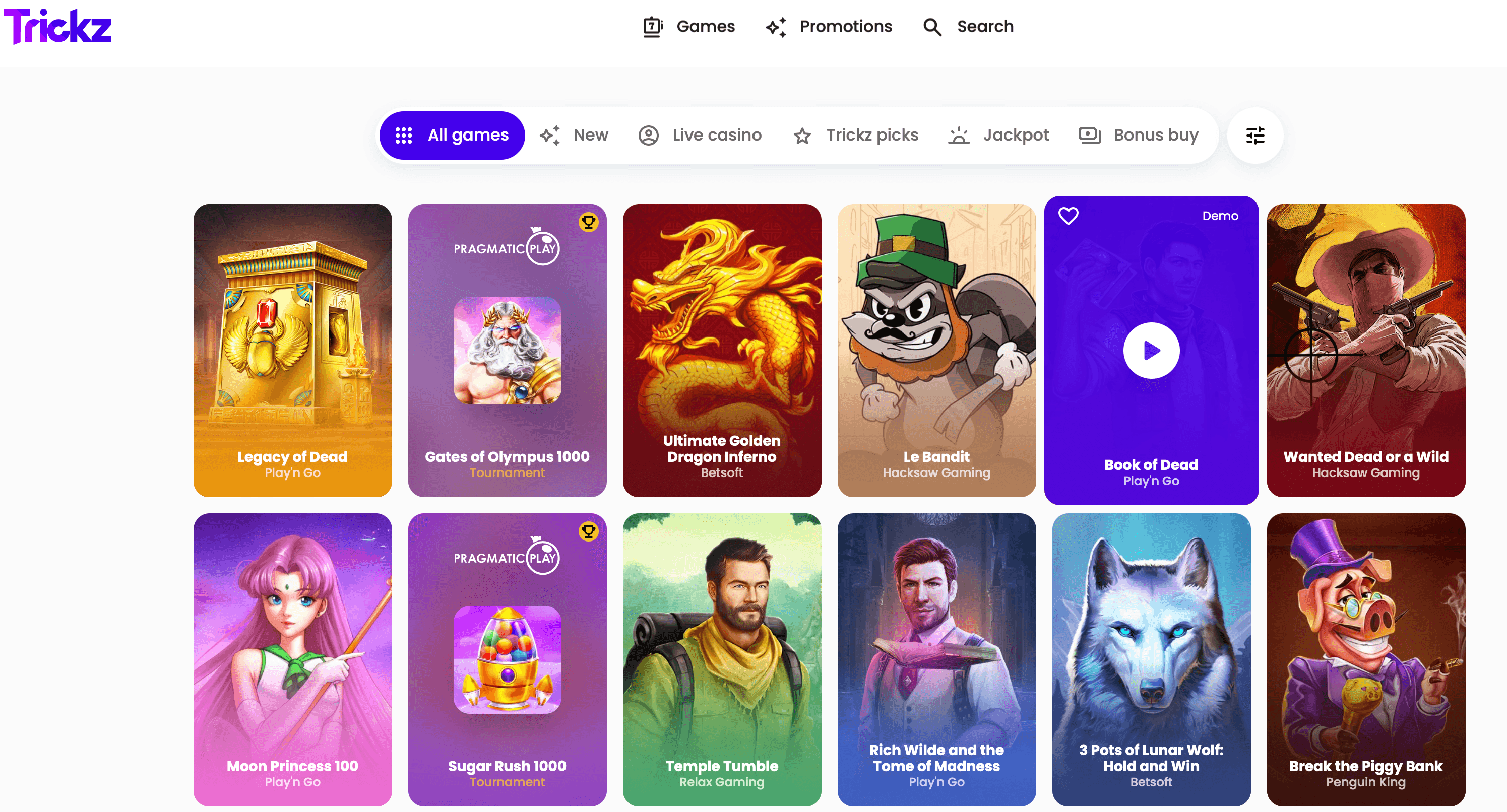 trickz casino online games