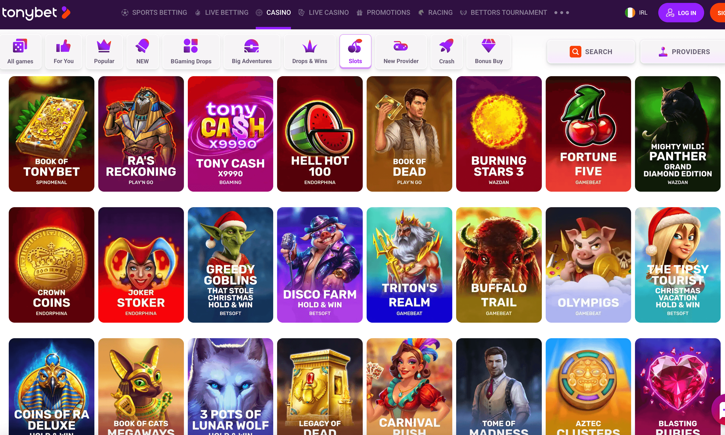 tonybet casino slots